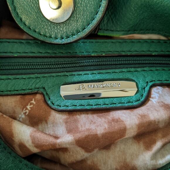 B. Makowsky Green Suede Hobo Shoulder Bag - Picture 10 of 11